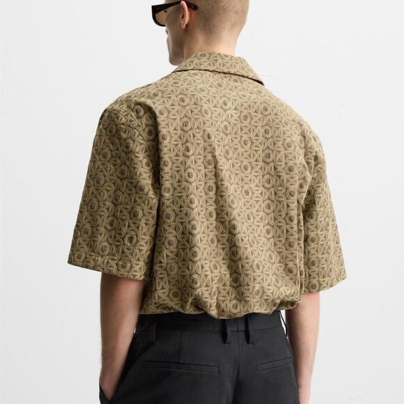 ZARA MEN'S EMBROIDERED JACQUARD SHIRT - LARGE - NWT - Picture 2 of 4